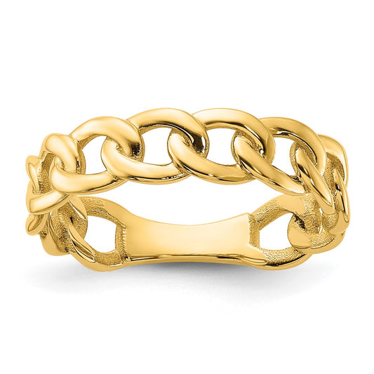 14k Polished 5mm Curb Link Ring Size 7