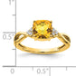 14k Checkerboard Citrine and Diamond Ring