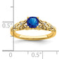 14k Gold Polished Sapphire and Diamond Ring