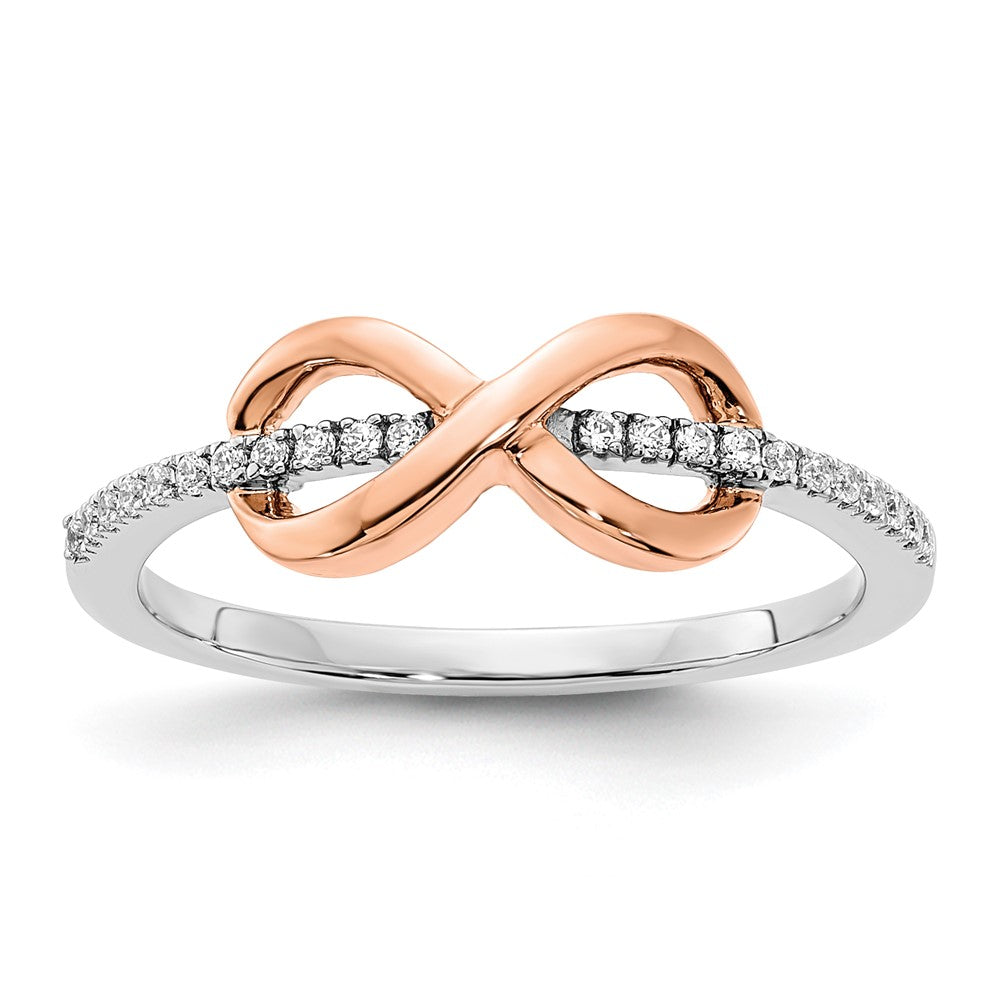 14k Two-tone White & Rose Polished Infinity Diamond Ring