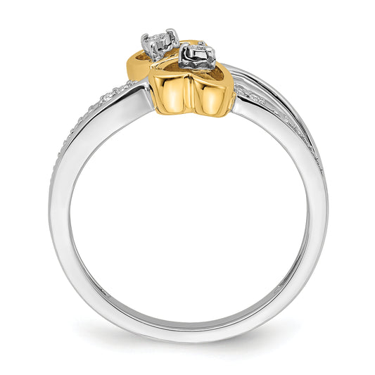 14k Two-tone Polished Double Heart Diamond Ring