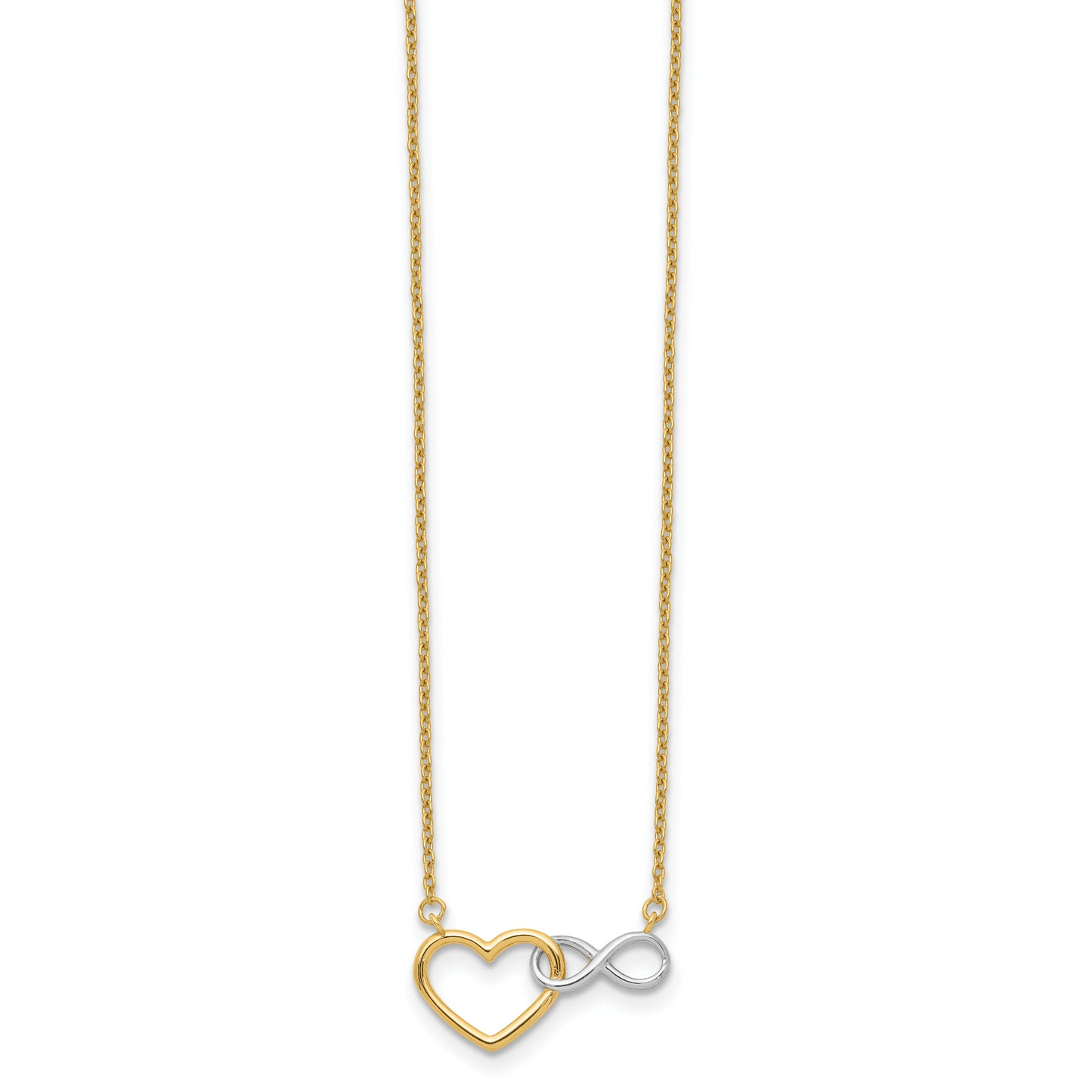 14K Tone-Tone Gold, Heart with Infinity Symbol Necklace