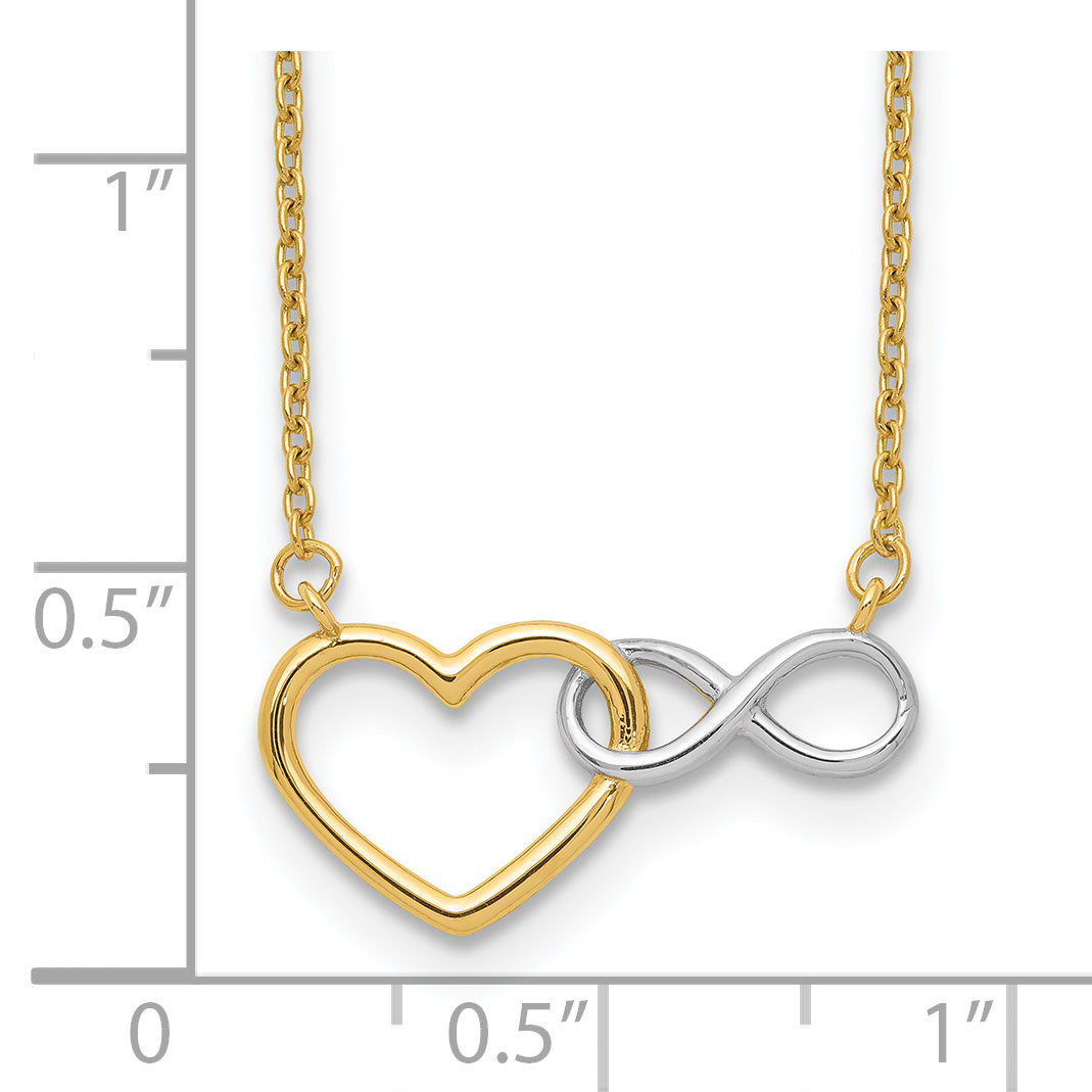 14K Tone-Tone Gold, Heart with Infinity Symbol Necklace