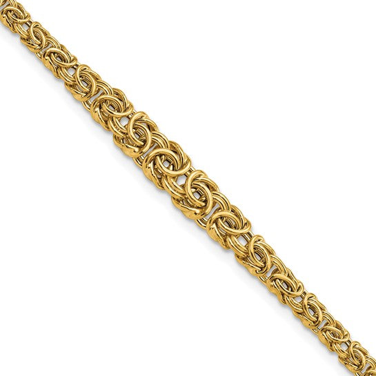 Byzantine Bracelet In 14K Yellow Gold, Fancy Women's Bracelet