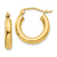 14K Polished 3mm Tube Hoop Earrings