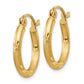 14k Satin and Diamond-cut 2mm Round Tube Hoop Earrings