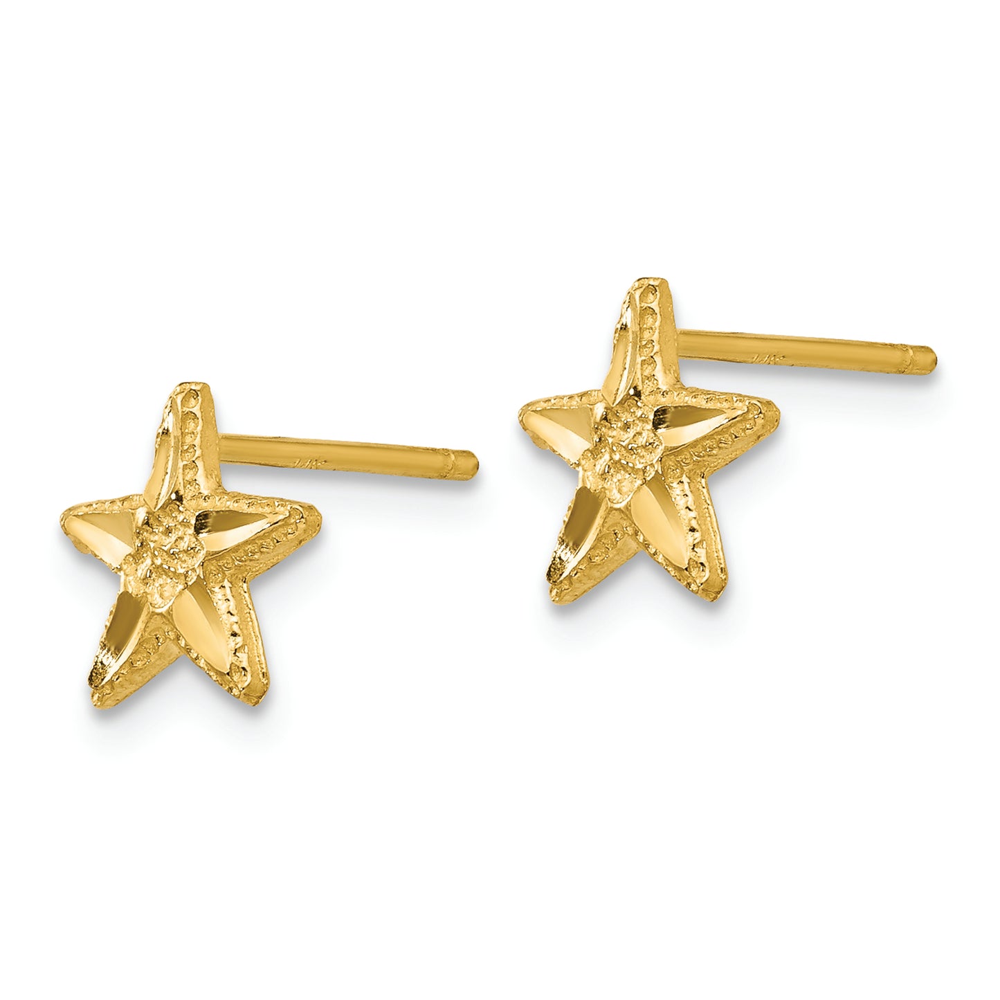 14K Diamond-cut Starfish Earrings