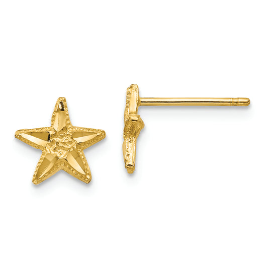 14K Diamond-cut Starfish Earrings