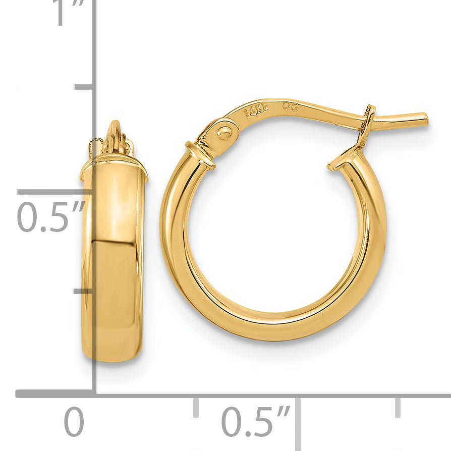 14k Polished 3.7mm Hoop Earrings