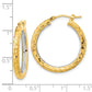 14k White Rhodium Polished Diamond-cut 3mm Circle Hoop Earrings