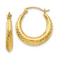 14K Textured Hollow Hoop Earrings