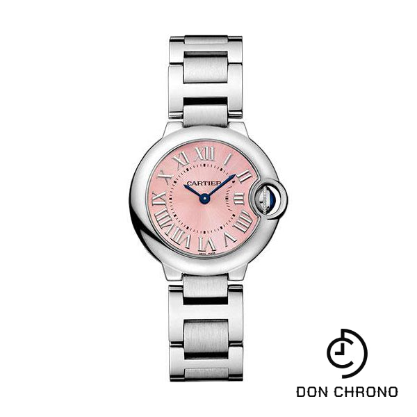 Reloj Cartier Ballon Bleu De Cartier - Caja de acero con diamantes de 28,6 mm - Bisel de diamantes - Esfera rosa - W6920038