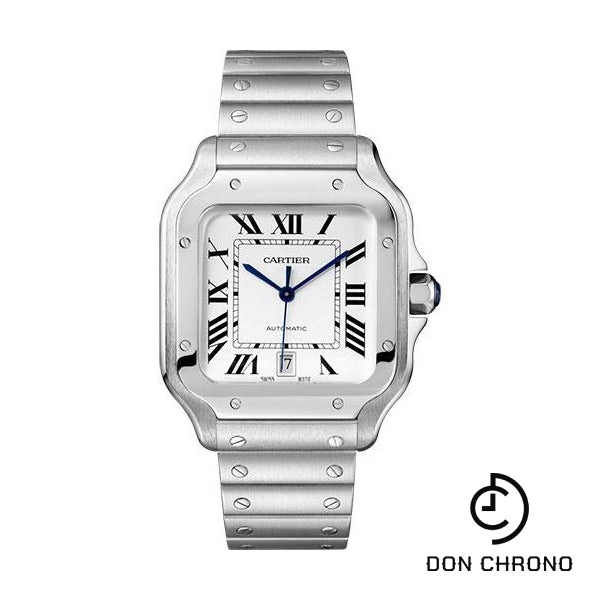 Reloj Cartier Santos de Cartier - Caja de acero 39,8 mm - Esfera plateada - WSSA0018