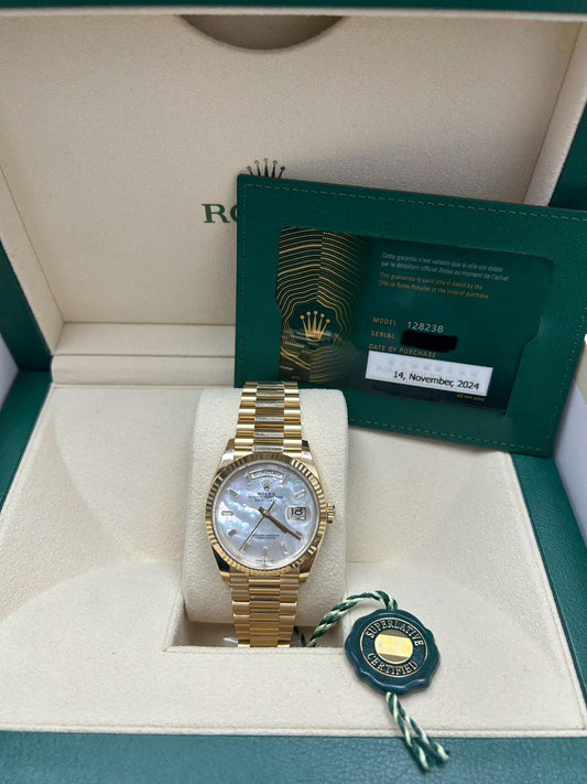 ROLEX DAY-DATE (Mother of Pearl Diamond Baguette Dial) 36MM - 128238
