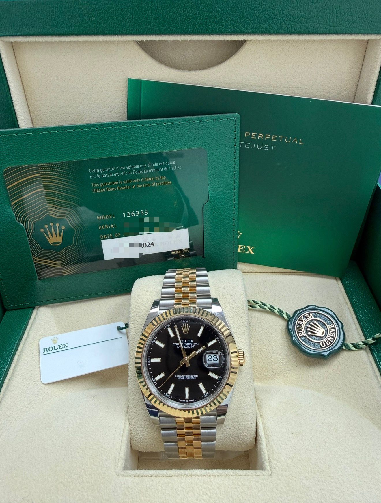 ROLEX DATE-JUST BLACK-FACE TWO-TONE 41MM-126333