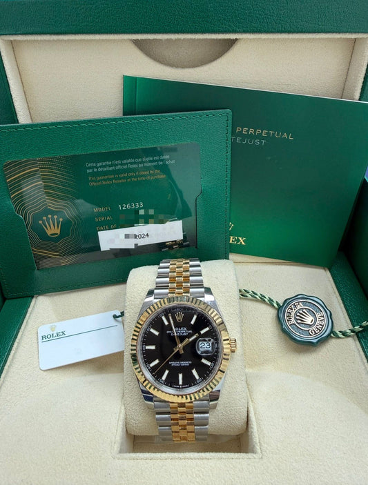 ROLEX DATE-JUST BLACK-FACE TWO-TONE 41MM-126333