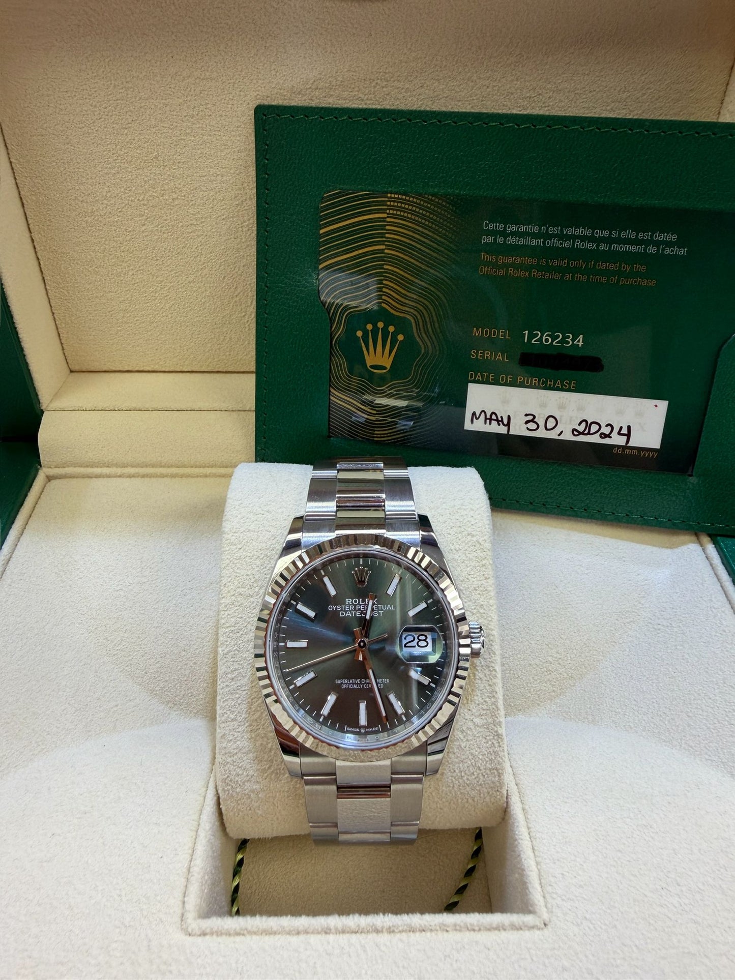ROLEX DATE-JUST GREEN-DIAL-36MM-126234