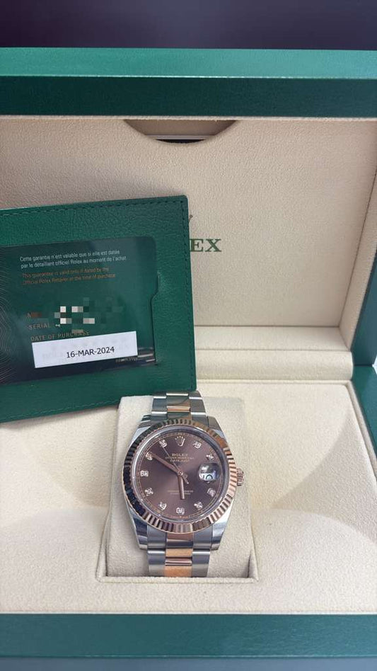 ROLEX DATE-JUST CHOCOLATE-FACE-ST/STEEL ROSE-GOLD-40MM-126331