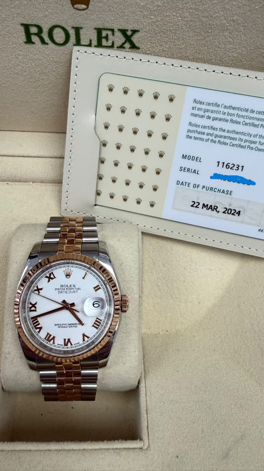 ROLEX DATE-JUST TWO-TONE ROSE-GOLD-36MM-116231