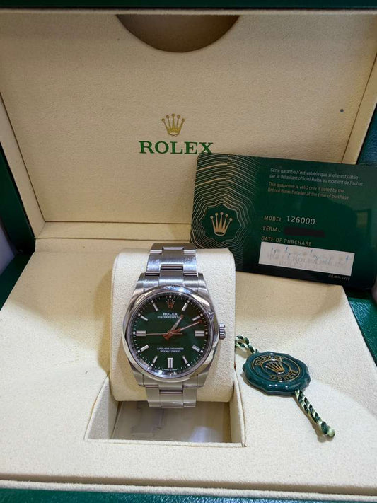 ROLEX OYSTER-PREPETUAL GREEN-DIAL-36MM-126000
