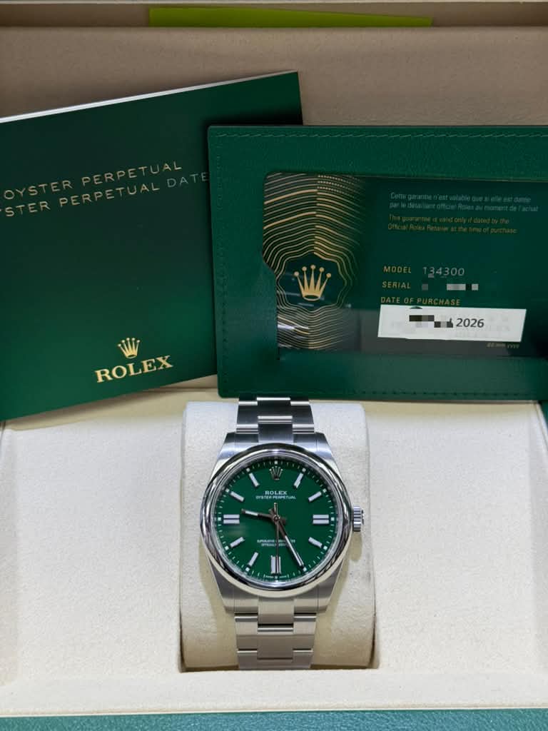 ROLEX OYSTER-PREPETUAL GREEN-FACE 41MM-134300