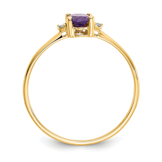 14k Diamond & Amethyst Birthstone Ring