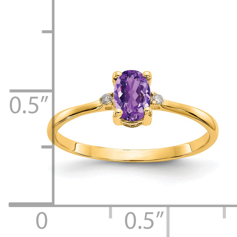 14k Diamond & Amethyst Birthstone Ring