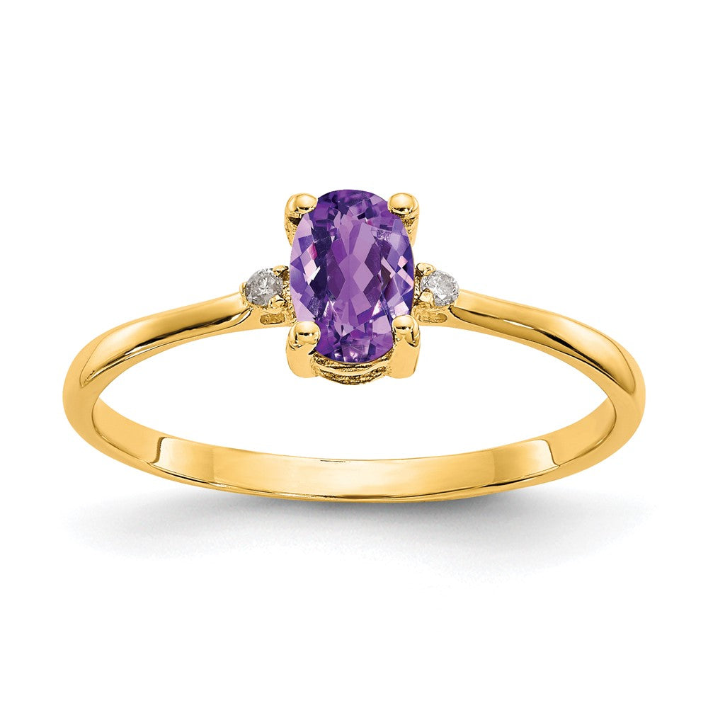 14k Diamond & Amethyst Birthstone Ring