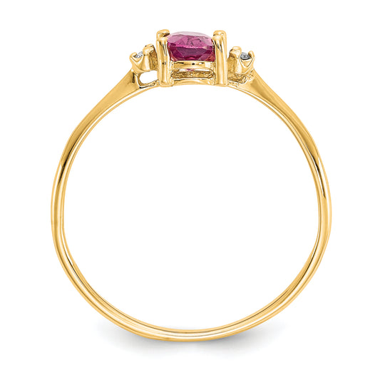 14k Diamond & Pink Tourmaline Birthstone Ring