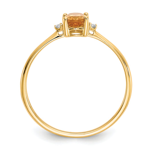 14k Diamond & Citrine Birthstone Ring