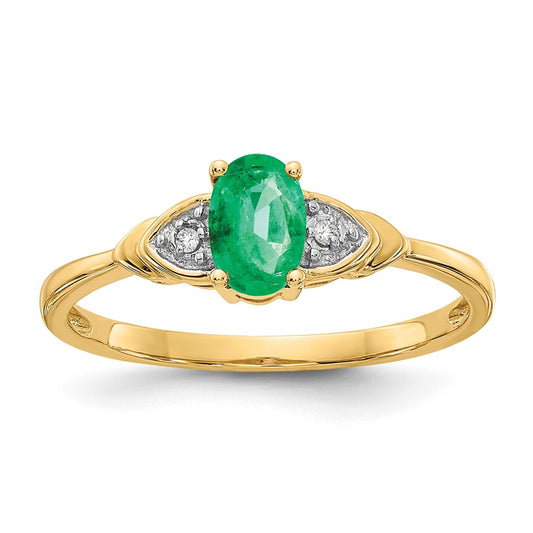 14k Emerald and Diamond Ring