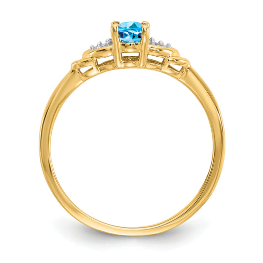 14k Blue Topaz and Diamond Ring