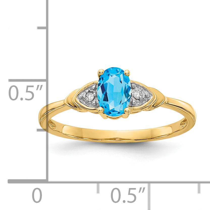 14k Blue Topaz and Diamond Ring