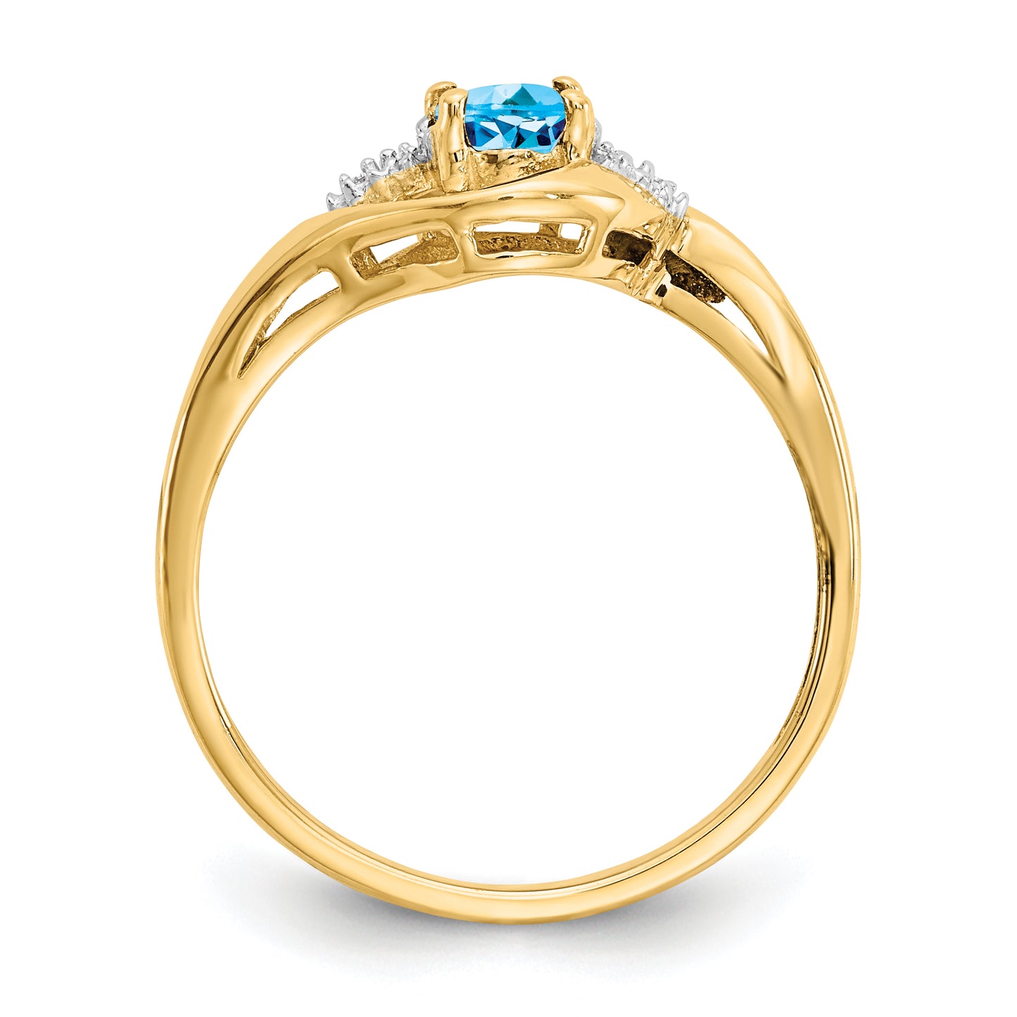 14k Blue Topaz and Diamond Ring