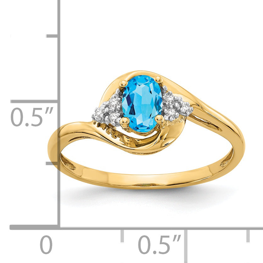 14k Blue Topaz and Diamond Ring