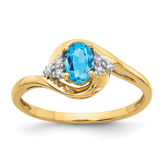 14k Blue Topaz and Diamond Ring