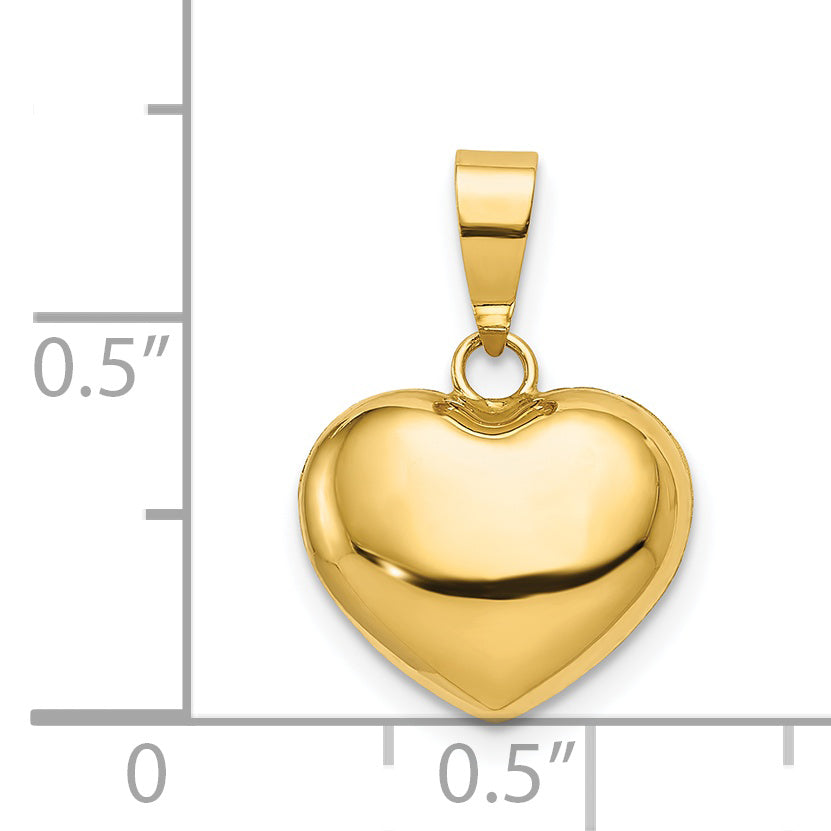 14K Polished 3-D Puffed Heart Pendant