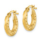 14K Polished Hollow Greek Key Hoop Earrings