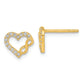 14K Polished Cut Out Heart and Infinity Sign CZ Post Earrings