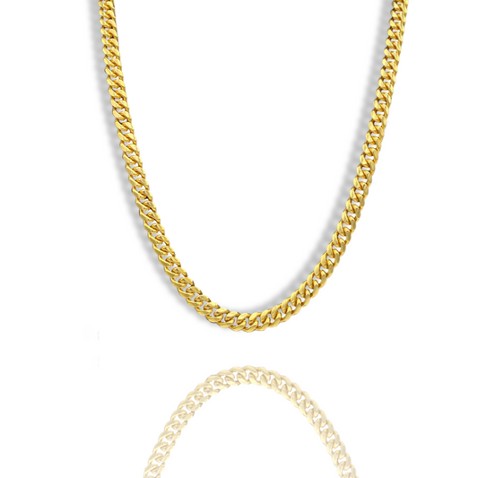14K Solid Yellow Gold Cuban Link Chains From 6 mm to 8 mm