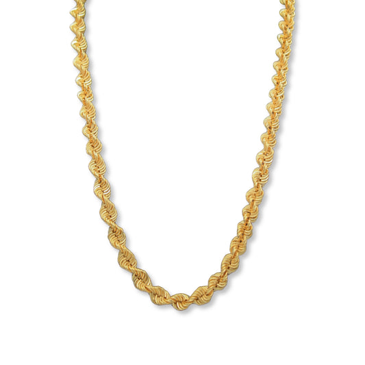 7 mm Rope Link Chain In 18K Yellow Semi Solid Gold