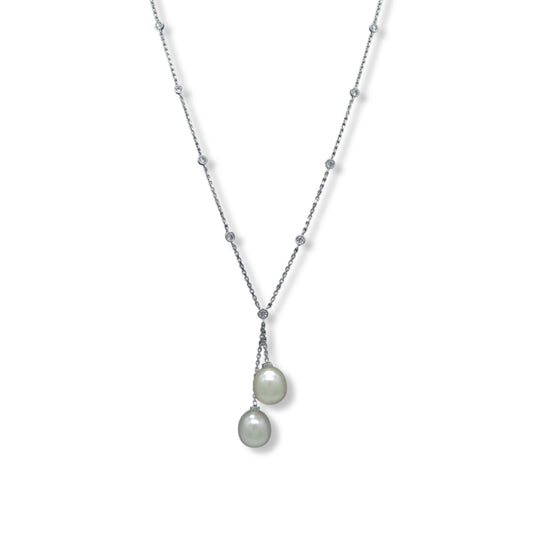 Women’s Pearl Necklace In 18K White Gold