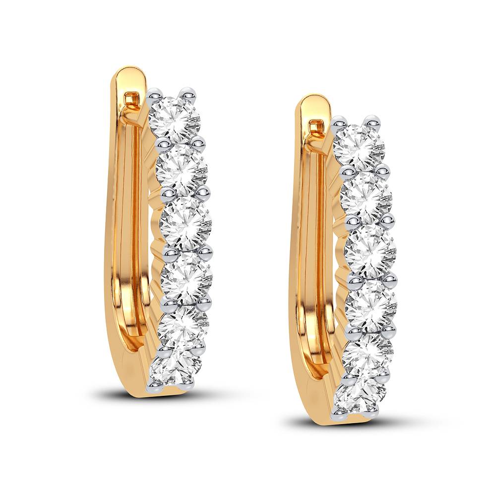 Aretes clásicos de aro completo con diamantes Elegance - Oro amarillo de 14 k