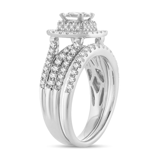 Esplendor soberano - Anillo nupcial de oro blanco de 14 quilates con diamantes de 1,50 quilates