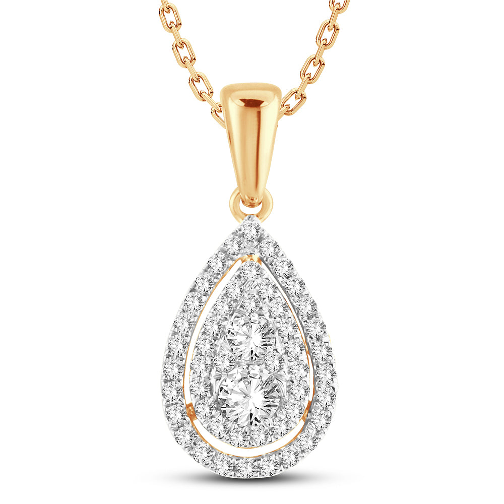 14K Yellow Gold Teardrop 0.40 CT Diamond Pendant