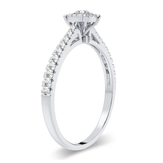Elegancia luminosa" - Anillo de diamantes de 0,09 quilates en oro blanco de 10 quilates