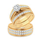 Abrazo elegante: Conjunto de boda con trío de diamantes de 0,86 quilates en oro amarillo de 14 quilates
