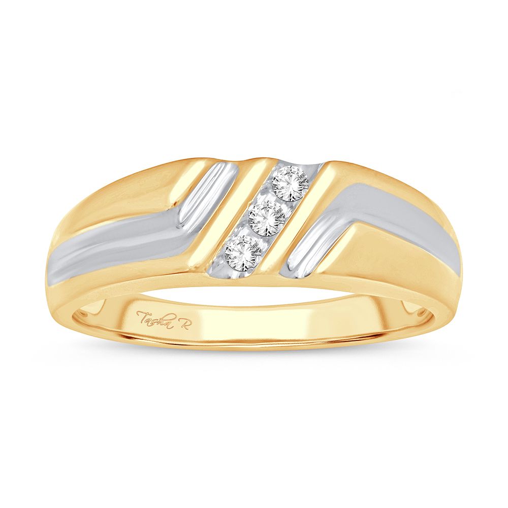 10K Yellow Gold Men Diamond Cut X Ring | MRG-192 – WORLDSTARBLING