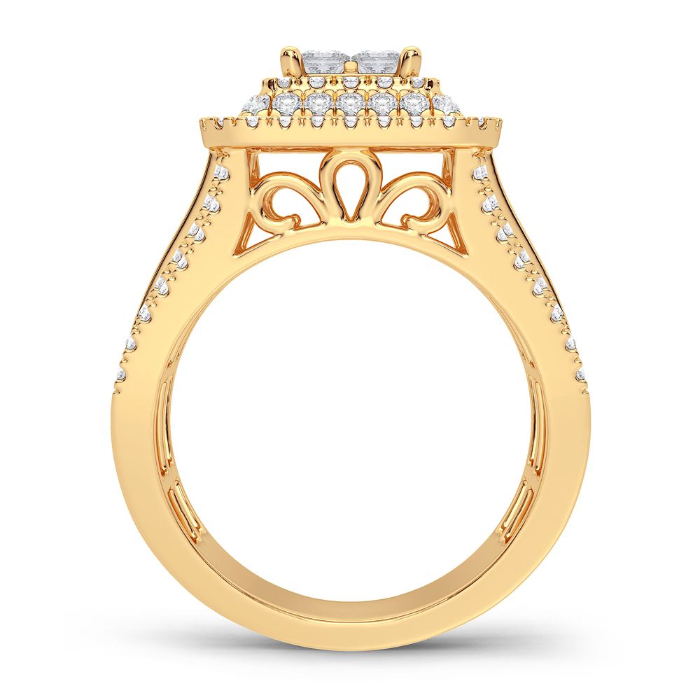 Radiant Majesty - Anillo de diamantes de 1,50 CTW en oro amarillo de 14 quilates