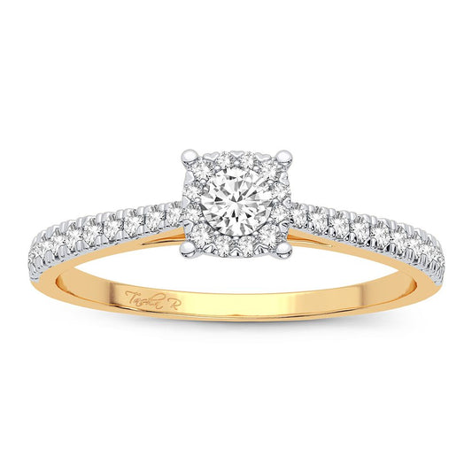 Susurro radiante: anillo de compromiso de diamantes de 14 quilates y 0,09 quilates